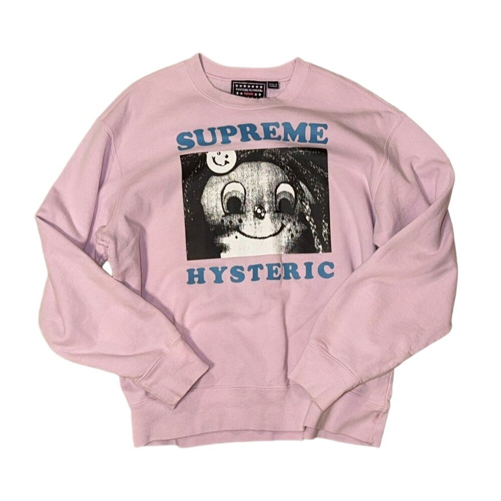supreme x hysteric glamour pink crewneck